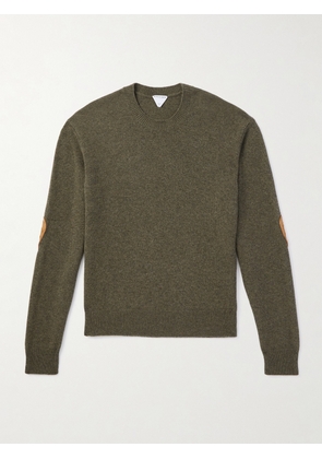 Bottega Veneta - Intrecciato Suede-Trimmed Cashmere-Blend Sweater - Men - Green - M