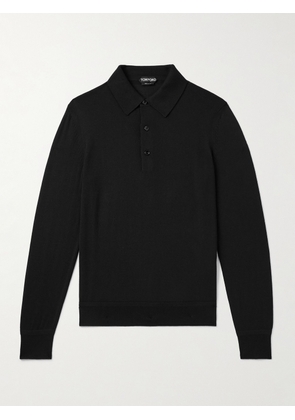 TOM FORD - Slim-Fit Cashmere and Silk-Blend Polo Shirt - Men - Black - IT 46
