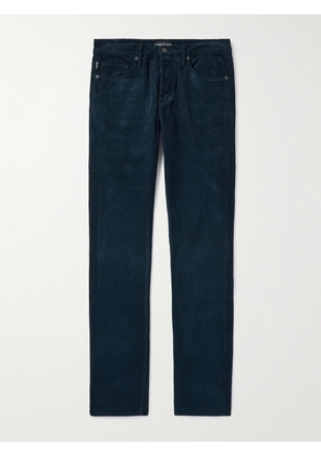 TOM FORD - Slim-Fit Cotton-Blend Corduroy Trousers - Men - Blue - UK/US 30
