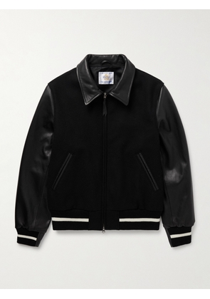 Golden Bear - Leather and Wool-Blend Felt Varsity Jacket - Men - Black - S