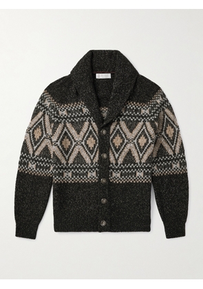 Brunello Cucinelli - Shawl-Collar Wool, Silk and Cashmere-Blend Cardigan - Men - Black - IT 48