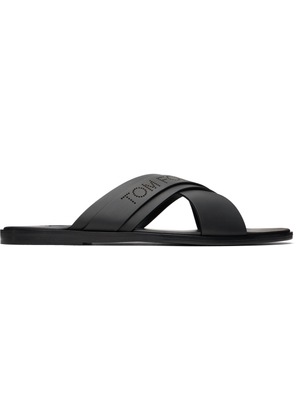 TOM FORD Black Smooth Leather Preston Sandals
