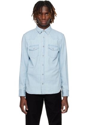 TOM FORD Blue Denim Chambray Western Shirt