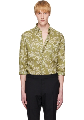 TOM FORD Green Keith Floral Lyocell Fluid Fit Shirt