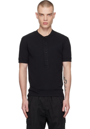 TOM FORD Black Cotton Modal Rib Henley