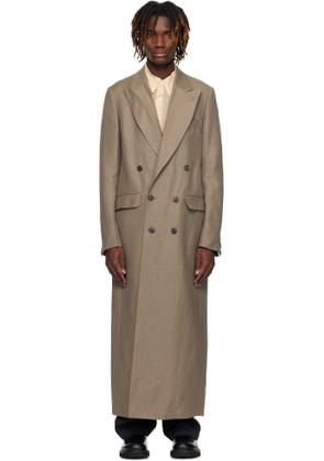 Dries Van Noten Tan Double-Breasted Coat