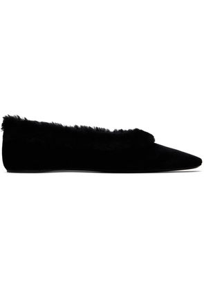 TOTEME Black Fleece Edge Velvet Ballerina Flats