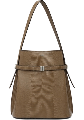 TOTEME Khaki Belted Lizard-Embossed Bucket Bag