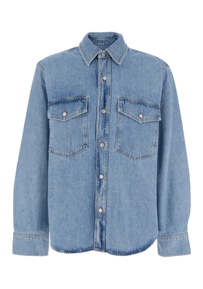AGOLDE Light Blue Shirt With Classic Collar In Denim Man