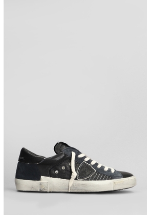 Philippe Model Prsx Low Sneakers In Black Suede And Leather