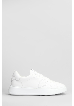 Philippe Model Temple Low Sneakers In White Leather
