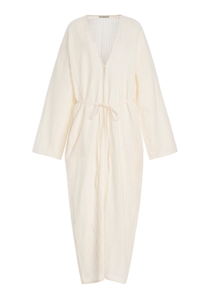 Asceno - The Lorenzo Cotton-Linen Robe - White - L - Moda Operandi