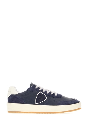 Philippe Model Blue Leather And Suede Nice Low Sneakers