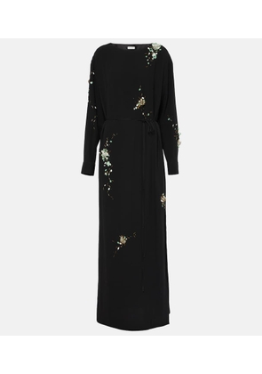 Dries Van Noten Embroidered crepe satin gown