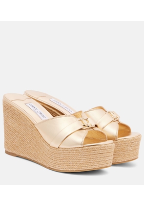 Jimmy Choo Leda 100 leather platform wedge sandals