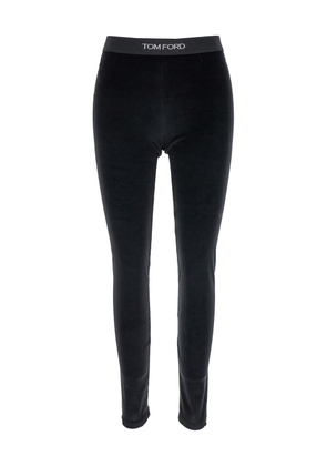 Tom Ford Black Leggings With Branded Band In Velvet Woman