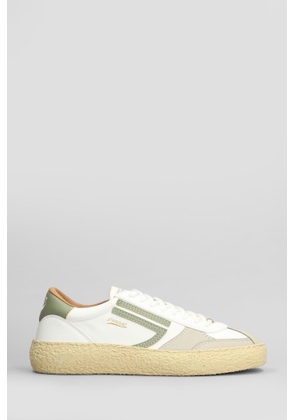Puraai Olive Spring Sneakers In White Leather