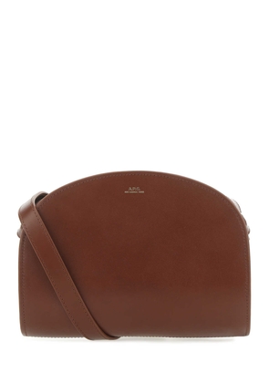A. P.C. Brown Leather Demi Lune Shoulder Bag