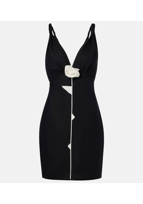 Farm Rio Floral-applique linen-blend minidress