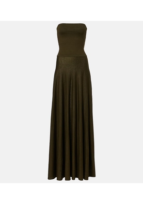 Alaia Linen-blend bustier dress