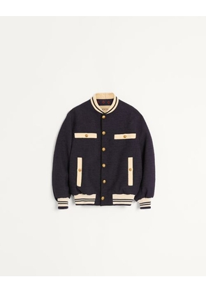 Valentino Cotton Tweed Bomber Jacket Man NAVY 44
