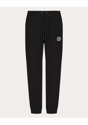 Valentino TECHNICAL COTTON JOGGERS WITH VLOGO SIGNATURE PATCH Man BLACK XL