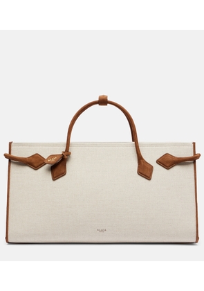 Alaia Le Teckel leather-trimmed canvas tote bag