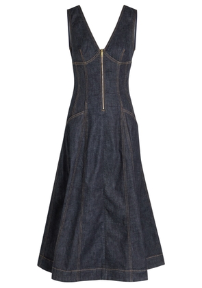 Self-portrait Panelled Denim Midi Dress - 12 (UK12 / M)