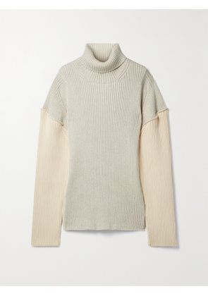 The Row - Dua Two-tone Ribbed Cotton And Cashmere-blend Sweater - Neutrals - x small,small,medium,large,x large