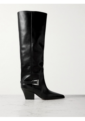 Paris Texas - Jane Buckled Leather Knee Boots - Black - IT36,IT36.5,IT37,IT37.5,IT38,IT38.5,IT39,IT39.5,IT40,IT40.5,IT41,IT42