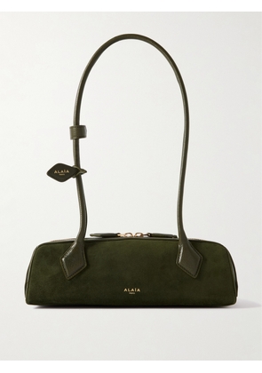 Alaïa - Le Teckel Small Leather-trimmed Suede Shoulder Bag - Green - One size