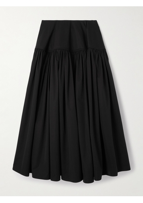 Alaïa - Gathered Cotton-poplin Maxi Skirt - Black - FR 34,FR 36,FR 38,FR 40,FR 42,FR 44