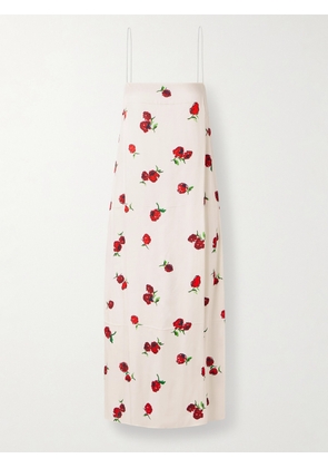 KHAITE - Sicily Printed Satin-twill Midi Dress - Ecru - US0,US2,US4,US6,US8,US10,US12