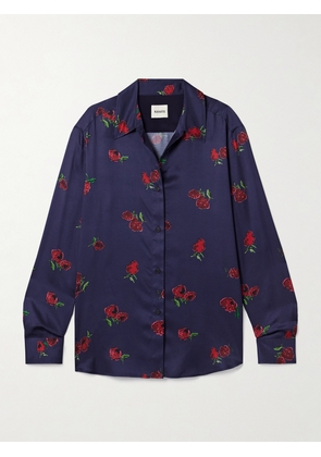 KHAITE - Argo Printed Silk-twill Shirt - Blue - x small,small,medium,large,x large