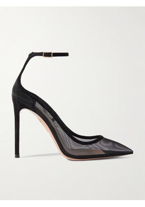 Aquazzura - Love Affair 105 Suede-trimmed Mesh Pumps - Black - IT36,IT36.5,IT37,IT37.5,IT38,IT38.5,IT39,IT39.5,IT40,IT40.5,IT41,IT41.5,IT42