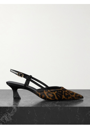 Stuart Weitzman - Vinnie Leather-trimmed Leopard-print Calf Hair Slingback Pumps - Animal print - US5.5,US6,US6.5,US7,US7.5,US8,US8.5,US9,US9.5,US10,US10.5,US11.5