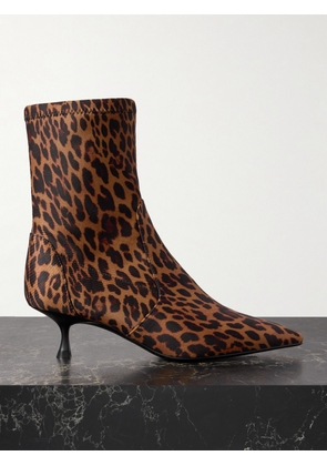 Stuart Weitzman - Naomi Leopard-print Scuba Ankle Boots - Animal print - US5.5,US6.5,US7.5,US8,US8.5,US9,US9.5,US10,US10.5,US11,US11.5,US12