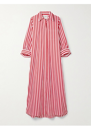 TWP - Jenny's Oversized Striped Cotton-poplin Maxi Shirt Dress - Red - xx small,x small,small,medium,large,x large