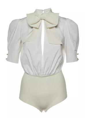 Elisabetta Franchi pre-owned bow-detail bodysuit - White