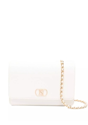 Elisabetta Franchi logo-plaque chain clutch bag - Neutrals