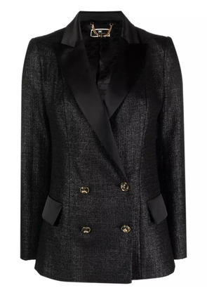 Elisabetta Franchi double-breasted laminated-tweed blazer - Black