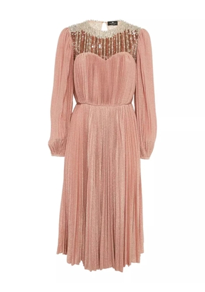 Elisabetta Franchi sequin-embellished plissé dress - Pink