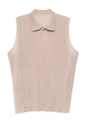 Homme Plissé Issey Miyake pleated collared vest - Neutrals