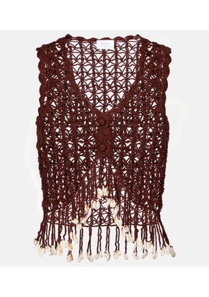 Anna Kosturova Crochet fringed cotton crop top