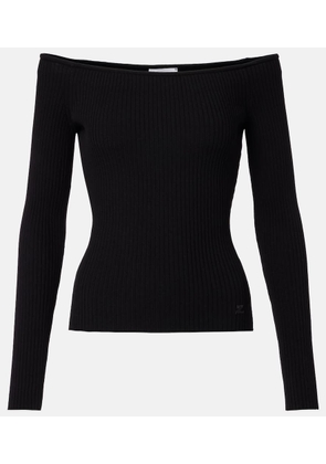 Courreges Off-shoulder ribbed-knit top