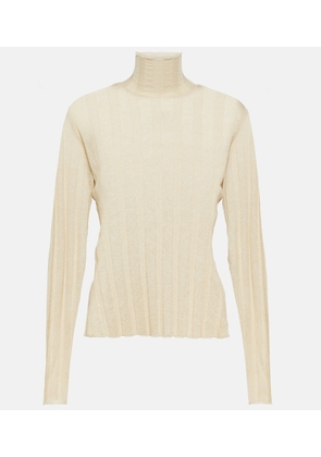 The Row Daxy linen and silk turtleneck top