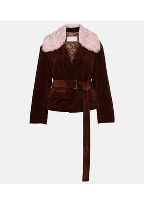 Dries Van Noten Corduroy and faux fur jacket