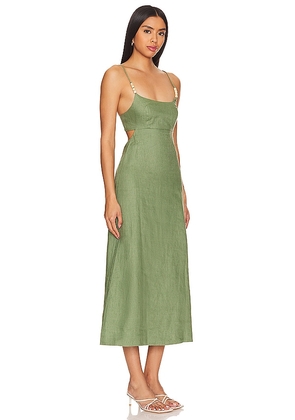 FAITHFULL THE BRAND Regina Midi Dress in Sage. Size M. Also in S, XL, XS.