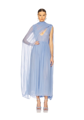 Helsa The Sabine Dress in Silk Chiffon in Blue. Size S. Also in M, XS, XXS.