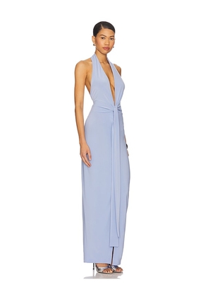 Norma Kamali x REVOLVE Tie Front Halter Gown in Baby Blue. Size M. Also in L, S, XL, XS, XXS.